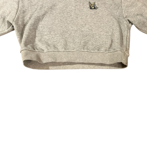 Sunday Best Aritzia Butterfly Embroidery Gray Cropped Crewneck Sweatshirt - Picture 4 of 8